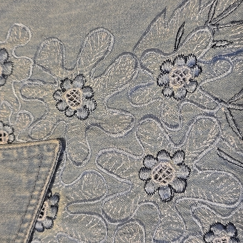 Vintage Make It Kuntry Y2K Embroidered Blue Button-Down Short Sleeve Shirt L - Picture 3 of 4